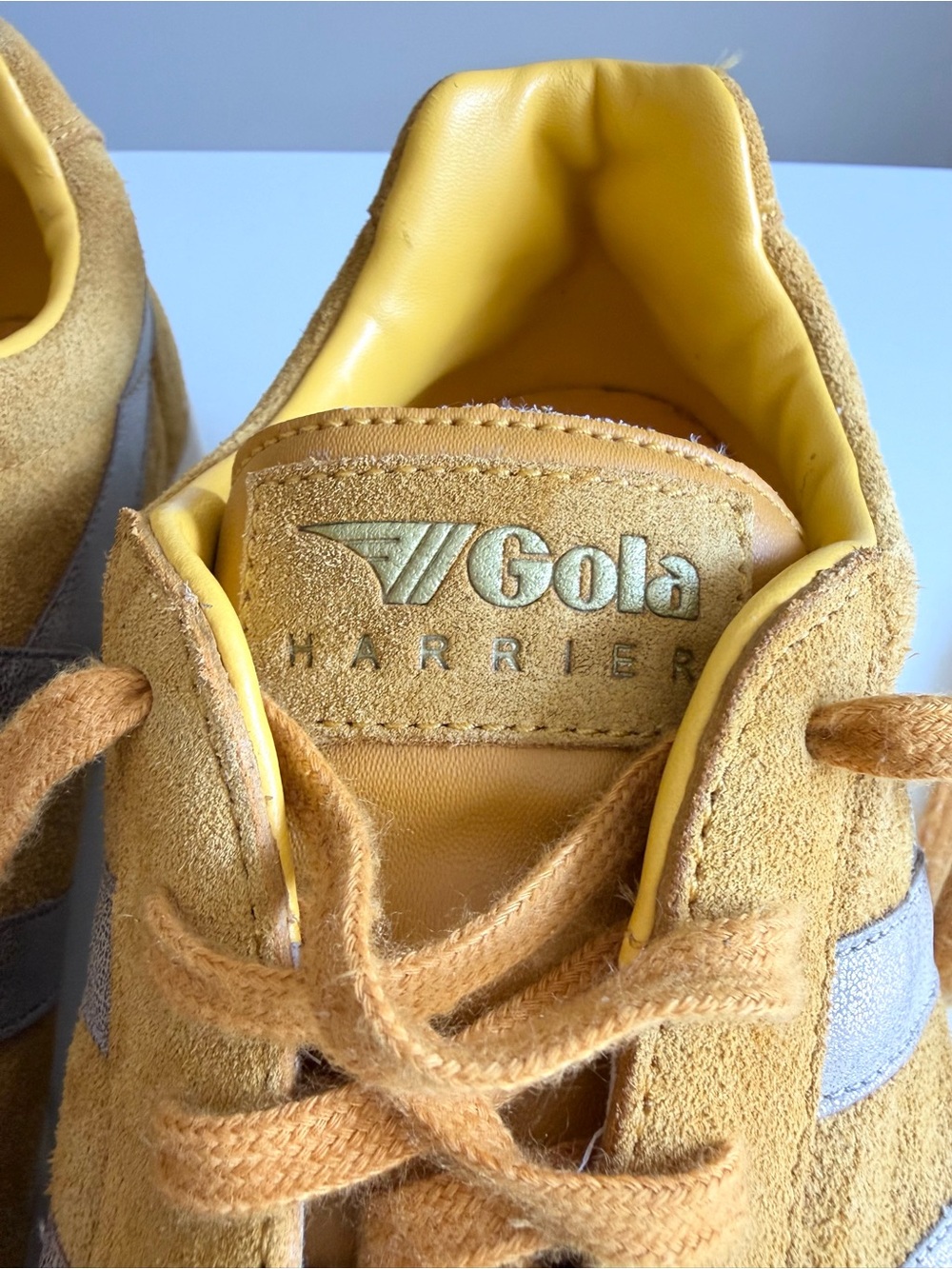 Gola Harrier Mirror Mustard Suede Metallic Retro Streetwear 10 - Picture 6 of 8